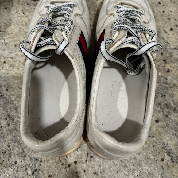 Gucci White Guccissima Leather Web Detail Low Top Sneakers Size 9G - Picture 6 of 9